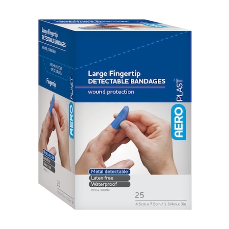 Aero Healthcare Aeroplast Detectable Large Fingertip Bandages, 25PK AD1002US